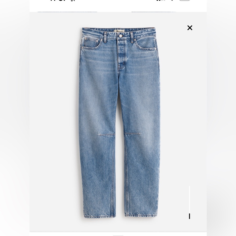 Madewell EUC darted barrel-leg jeans in size 28T
